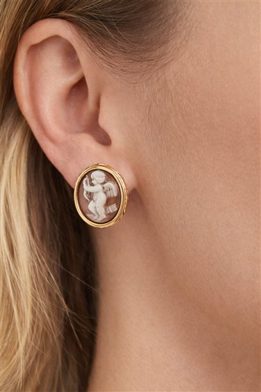 Orecchini Cameo Italiano Donna in Argento Conchiglia 021 - 021